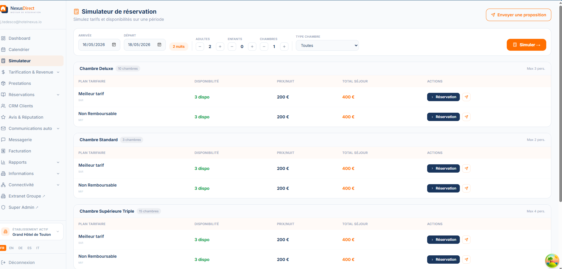 Simulateur de Revenus — NexusDirect Back Office Manager