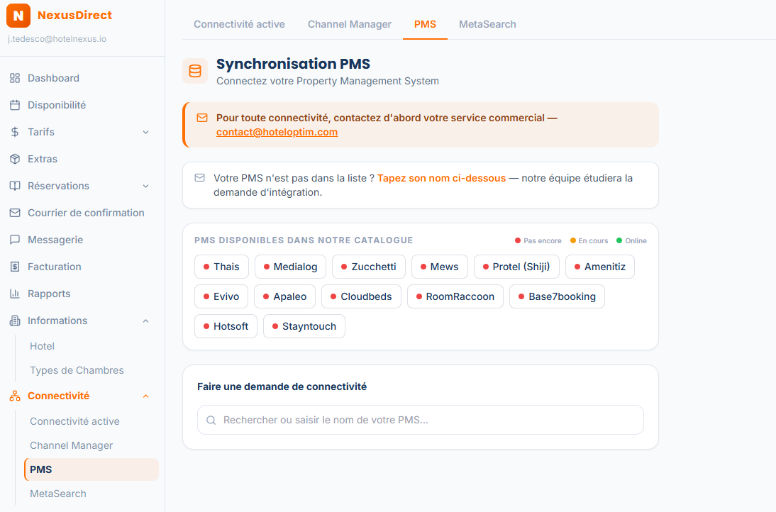 Extranet HotelNexus — Calendrier tarifaire visuel